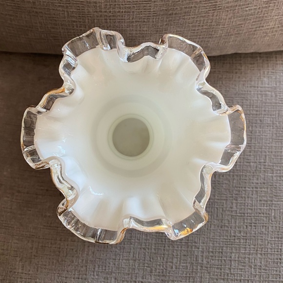 RARE Fenton Silver Crest Hand Painted 1940’s Charleton Roses Bow Tie Melon Vase - Picture 10 of 15